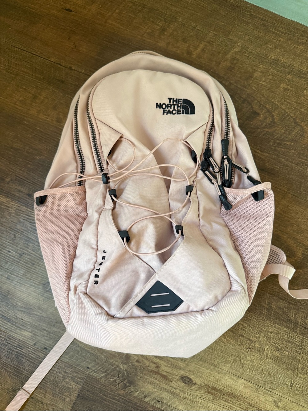 The North Face Jester Backpack in Blush Pink with Black Accents